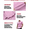image:imageCOOFANDY Mens Muscle Fit Dress Shirts WrinkleFree Short Sleeve Casual Button Down ShirtLight Pink