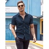 image:imageCOOFANDY Mens Muscle Fit Dress Shirts WrinkleFree Short Sleeve Casual Button Down ShirtNavy Blue