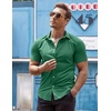 image:imageCOOFANDY Mens Muscle Fit Dress Shirts WrinkleFree Short Sleeve Casual Button Down ShirtOcean Mist