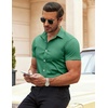 image:imageCOOFANDY Mens Muscle Fit Dress Shirts WrinkleFree Short Sleeve Casual Button Down ShirtOcean Mist