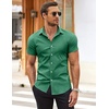 image:imageCOOFANDY Mens Muscle Fit Dress Shirts WrinkleFree Short Sleeve Casual Button Down ShirtOcean Mist