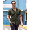 image:imageCOOFANDY Mens Muscle Fit Dress Shirts WrinkleFree Short Sleeve Casual Button Down ShirtOlive Green