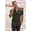 image:imageCOOFANDY Mens Muscle Fit Dress Shirts WrinkleFree Short Sleeve Casual Button Down ShirtOlive Green