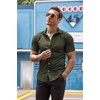 image:imageCOOFANDY Mens Muscle Fit Dress Shirts WrinkleFree Short Sleeve Casual Button Down ShirtOlive Green