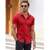 image:imageCOOFANDY Mens Muscle Fit Dress Shirts WrinkleFree Short Sleeve Casual Button Down ShirtRed
