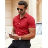 image:imageCOOFANDY Mens Muscle Fit Dress Shirts WrinkleFree Short Sleeve Casual Button Down ShirtRed