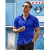 image:imageCOOFANDY Mens Muscle Fit Dress Shirts WrinkleFree Short Sleeve Casual Button Down ShirtRoyal Blue