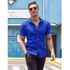 image:imageCOOFANDY Mens Muscle Fit Dress Shirts WrinkleFree Short Sleeve Casual Button Down ShirtRoyal Blue