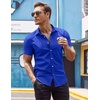 image:imageCOOFANDY Mens Muscle Fit Dress Shirts WrinkleFree Short Sleeve Casual Button Down ShirtRoyal Blue