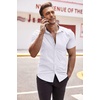 image:imageCOOFANDY Mens Muscle Fit Dress Shirts WrinkleFree Short Sleeve Casual Button Down ShirtWhite