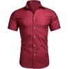image:imageCOOFANDY Mens Muscle Fit Dress Shirts WrinkleFree Short Sleeve Casual Button Down ShirtWine Red
