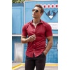 image:imageCOOFANDY Mens Muscle Fit Dress Shirts WrinkleFree Short Sleeve Casual Button Down ShirtWine Red