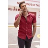 image:imageCOOFANDY Mens Muscle Fit Dress Shirts WrinkleFree Short Sleeve Casual Button Down ShirtWine Red