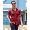 image:imageCOOFANDY Mens Muscle Fit Dress Shirts WrinkleFree Short Sleeve Casual Button Down ShirtWine Red