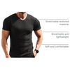 image:imageCOOFANDY Mens Muscle T Shirts Stretch Short Sleeve V Neck Bodybuilding Workout Tee Shirts Ribbed Knit Shirt01black