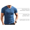 image:imageCOOFANDY Mens Muscle T Shirts Stretch Short Sleeve V Neck Bodybuilding Workout Tee Shirts Ribbed Knit ShirtBlue