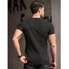 image:imageCOOFANDY Mens Muscle T Shirts Stretch Short Sleeve V Neck Bodybuilding Workout Tee Shirts Ribbed Knit ShirtBlueBlack2 Pack