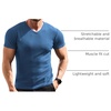 image:imageCOOFANDY Mens Muscle T Shirts Stretch Short Sleeve V Neck Bodybuilding Workout Tee Shirts Ribbed Knit ShirtBlueBlack2 Pack