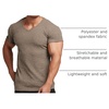 image:imageCOOFANDY Mens Muscle T Shirts Stretch Short Sleeve V Neck Bodybuilding Workout Tee Shirts Ribbed Knit ShirtDark Khaki