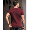 image:imageCOOFANDY Mens Muscle T Shirts Stretch Short Sleeve V Neck Bodybuilding Workout Tee Shirts Ribbed Knit ShirtWine RedDark Grey2 Pack