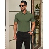 image:imageCOOFANDY Mens Polo Shirts Short Sleeve Slim Fit Casual Solid Basic Golf Shirt Collared TShirtArmy Green