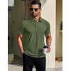 image:imageCOOFANDY Mens Polo Shirts Short Sleeve Slim Fit Casual Solid Basic Golf Shirt Collared TShirtArmy Green