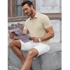 image:imageCOOFANDY Mens Polo Shirts Short Sleeve Slim Fit Casual Solid Basic Golf Shirt Collared TShirtLight Khaki