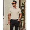 image:imageCOOFANDY Mens Polo Shirts Short Sleeve Slim Fit Casual Solid Basic Golf Shirt Collared TShirtLight Khaki