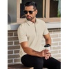 image:imageCOOFANDY Mens Polo Shirts Short Sleeve Slim Fit Casual Solid Basic Golf Shirt Collared TShirtLight Khaki