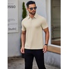 image:imageCOOFANDY Mens Polo Shirts Short Sleeve Slim Fit Casual Solid Basic Golf Shirt Collared TShirtLight Khaki
