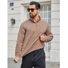 image:imageCOOFANDY Mens Quarter Zip Shirts Workout Fleece Lined Lightweight Long Sleeve Pullover SweatshirtsLight Brown