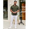 image:imageCOOFANDY Mens Short Sleeve Casual Button Down Shirts Summer Untucked Dress Shirts with PocketArmy Green