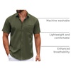 image:imageCOOFANDY Mens Short Sleeve Casual Button Down Shirts Summer Untucked Dress Shirts with PocketArmy Green