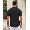 image:imageCOOFANDY Mens Short Sleeve Casual Button Down Shirts Summer Untucked Dress Shirts with PocketBlack