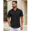 image:imageCOOFANDY Mens Short Sleeve Casual Button Down Shirts Summer Untucked Dress Shirts with PocketBlack
