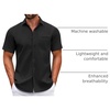 image:imageCOOFANDY Mens Short Sleeve Casual Button Down Shirts Summer Untucked Dress Shirts with PocketBlack