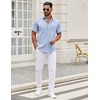 image:imageCOOFANDY Mens Short Sleeve Casual Button Down Shirts Summer Untucked Dress Shirts with PocketBlack Dotblue