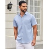 image:imageCOOFANDY Mens Short Sleeve Casual Button Down Shirts Summer Untucked Dress Shirts with PocketBlack Dotblue