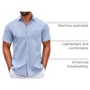 image:imageCOOFANDY Mens Short Sleeve Casual Button Down Shirts Summer Untucked Dress Shirts with PocketBlack Dotblue