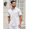 image:imageCOOFANDY Mens Short Sleeve Casual Button Down Shirts Summer Untucked Dress Shirts with PocketBlack Dotwhite
