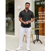 image:imageCOOFANDY Mens Short Sleeve Casual Button Down Shirts Summer Untucked Dress Shirts with PocketBlack Plaid Pattern