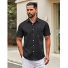 image:imageCOOFANDY Mens Short Sleeve Casual Button Down Shirts Summer Untucked Dress Shirts with PocketBlack Plaid Pattern