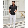 image:imageCOOFANDY Mens Short Sleeve Casual Button Down Shirts Summer Untucked Dress Shirts with PocketBlack Plaid Pattern