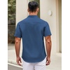image:imageCOOFANDY Mens Short Sleeve Casual Button Down Shirts Summer Untucked Dress Shirts with PocketBlue