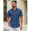 image:imageCOOFANDY Mens Short Sleeve Casual Button Down Shirts Summer Untucked Dress Shirts with PocketBlue