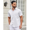 image:imageCOOFANDY Mens Short Sleeve Casual Button Down Shirts Summer Untucked Dress Shirts with PocketBlue Dotwhite