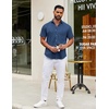 image:imageCOOFANDY Mens Short Sleeve Casual Button Down Shirts Summer Untucked Dress Shirts with PocketBlue Plaid Pattern
