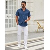 image:imageCOOFANDY Mens Short Sleeve Casual Button Down Shirts Summer Untucked Dress Shirts with PocketBlue Plaid Pattern