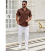 image:imageCOOFANDY Mens Short Sleeve Casual Button Down Shirts Summer Untucked Dress Shirts with PocketBrown