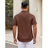 image:imageCOOFANDY Mens Short Sleeve Casual Button Down Shirts Summer Untucked Dress Shirts with PocketBrown